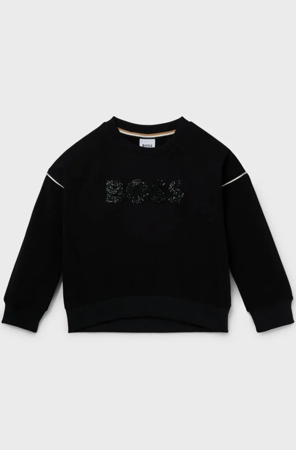 HUGO BOSS Sweatshirt Med Logo Med Glittereffekt Og Kontrastbånd Til Børn Sort Cheap