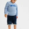 HUGO BOSS Sweatshirt Til Børn I Bomuldsblanding Med Logoprint Lyseblå Discount