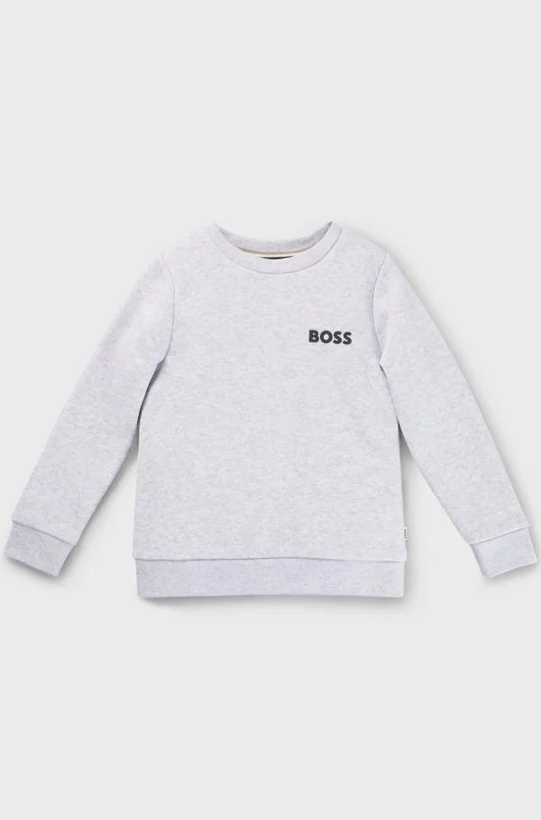 HUGO BOSS Sweatshirt Til Børn I Bomuldsblanding Med Logoprint Lysegrå Store
