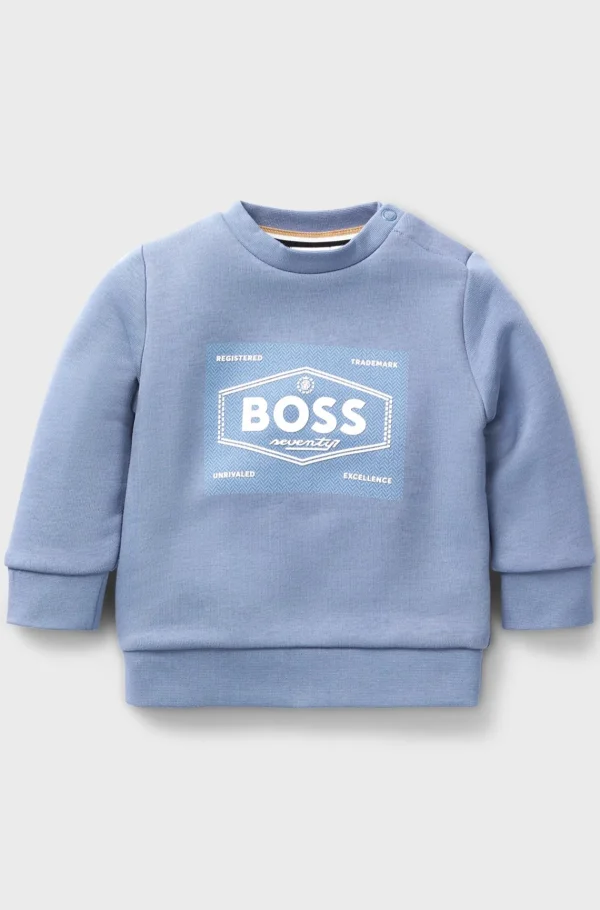 HUGO BOSS Sweatshirt Til Børn I Fleece Af Bomuldsblanding Med Logografik Blå Sale