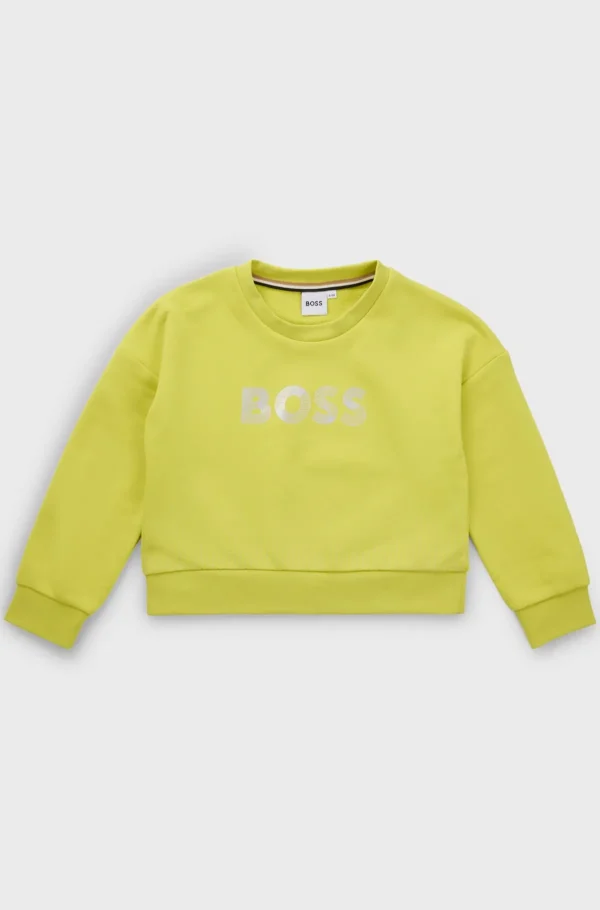 HUGO BOSS Sweatshirt Til Børn I Fleece Af Bomuldsblanding Med Logografik Gul Best