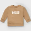 HUGO BOSS Sweatshirt Til Børn I Fleece Af Bomuldsblanding Med Logoprint Brun New