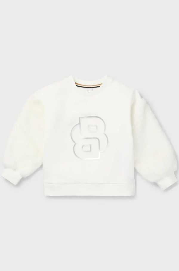 HUGO BOSS Sweatshirt Til Børn Med Dobbelt B-monogram Med Metallisk Effekt Hvid Cheap