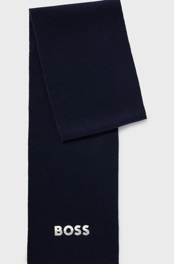 HUGO BOSS To-farvet Tørklæde Med Kontrasterende Logo Til Børn Mørkeblå Discount
