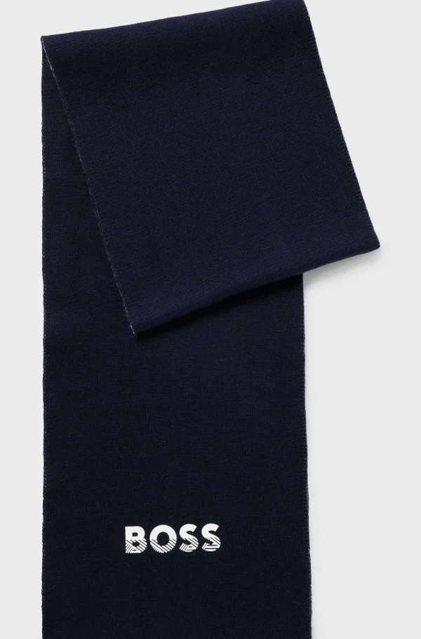 HUGO BOSS To-farvet Tørklæde Med Kontrasterende Logo Til Børn Mørkeblå New