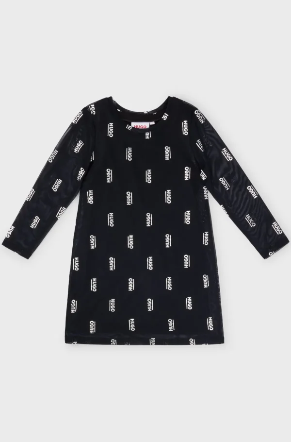 HUGO BOSS To-i-én Kjole Med Foil-printede Logoer Til Børn Sort Outlet