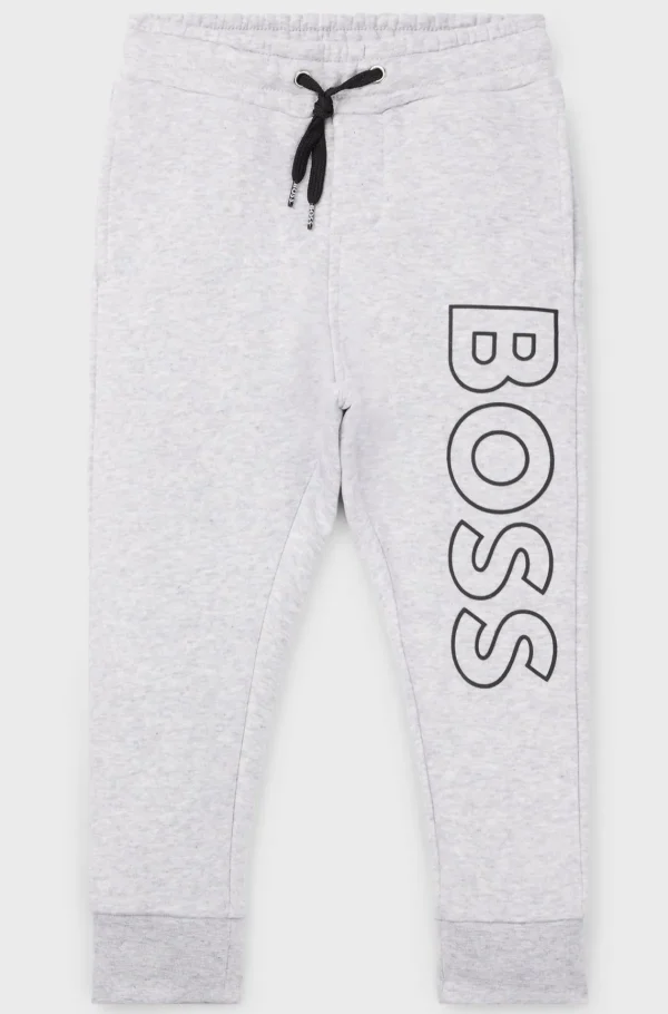 HUGO BOSS Tracksuit-bukser Af Bomuldsblanding Med Vertikalt Logo Til Børn Lysegrå Cheap