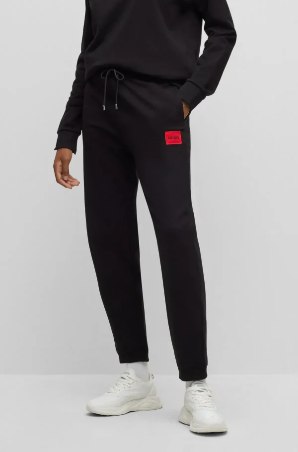 HUGO BOSS Tracksuit-bukser I Bomuldsfrotté Med Logomærkat Sort Flash Sale