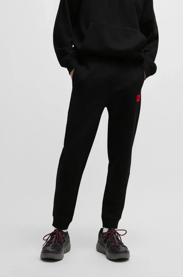 HUGO BOSS Tracksuit-bukser I Bomuldsfrotté Med Rødt Logomærkat Sort Flash Sale