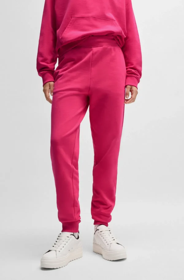 HUGO BOSS Tracksuit-bukser I Bomuldsfrotté Med Stablet Logo Mørk pink Cheap