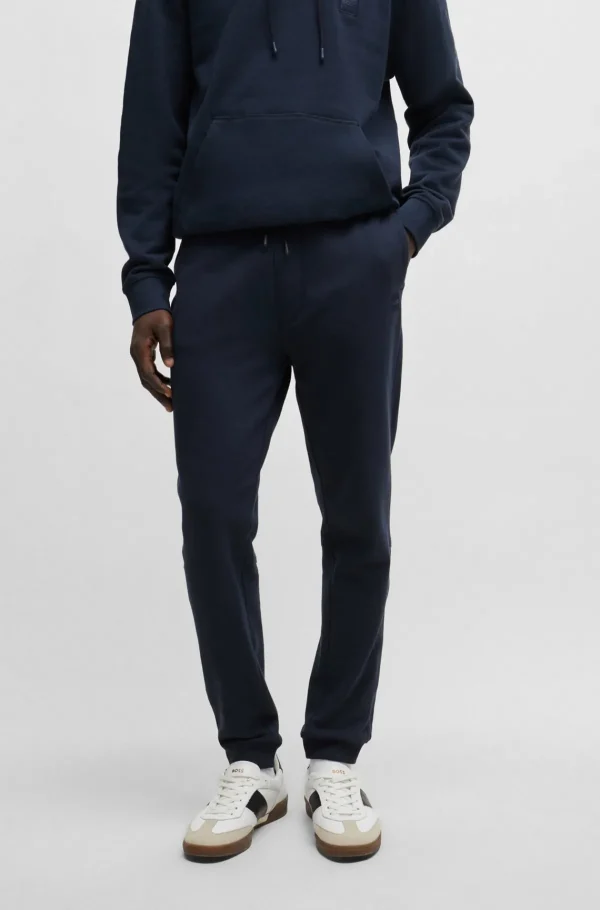 HUGO BOSS Tracksuit-bukser I Sweatkvalitet Af Bomuld Med Logomærke Mørkeblå Fashion