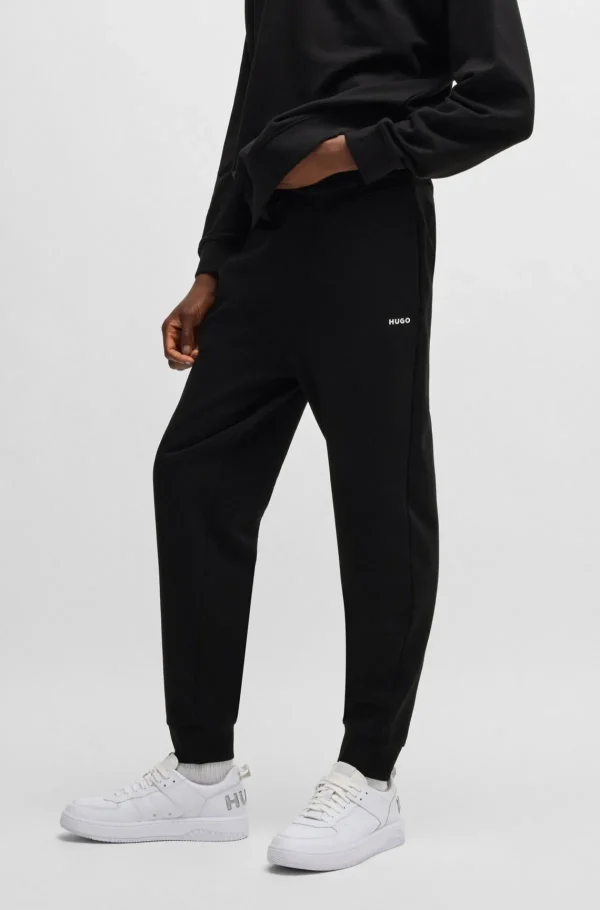 HUGO BOSS Tracksuit-bukser Med Logoprint I Bomuldsfrotté Sort Online