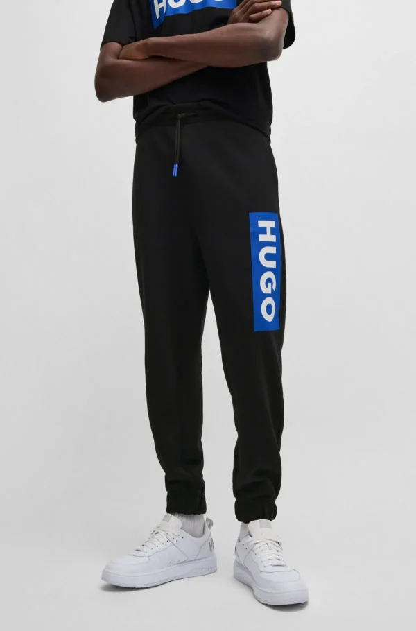 HUGO BOSS Tracksuit-bukser Med Logoprint I Bomuldsfrotté Sort Sale