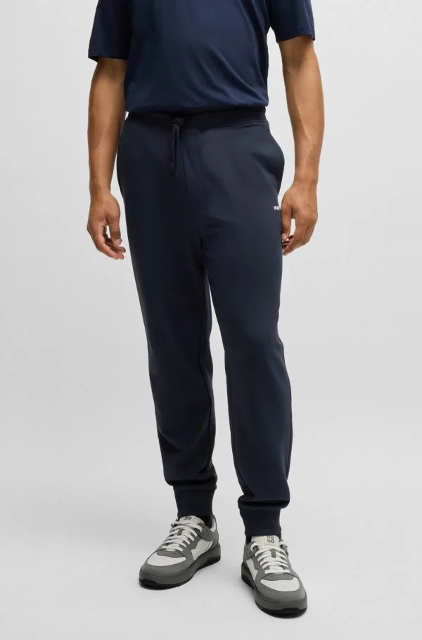 HUGO BOSS Tracksuit-bukser Med Logoprint I Bomuldsfrotté Mørkeblå Fashion