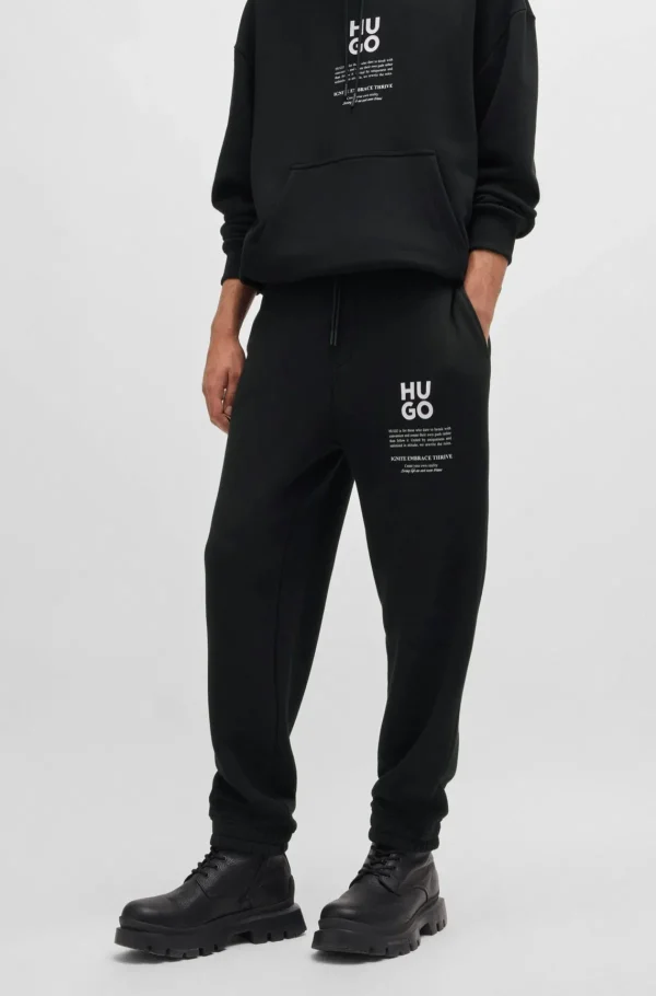 HUGO BOSS Tracksuit-bukser Med Relaxed Fit Og Logo Samt Slogan Sort Flash Sale