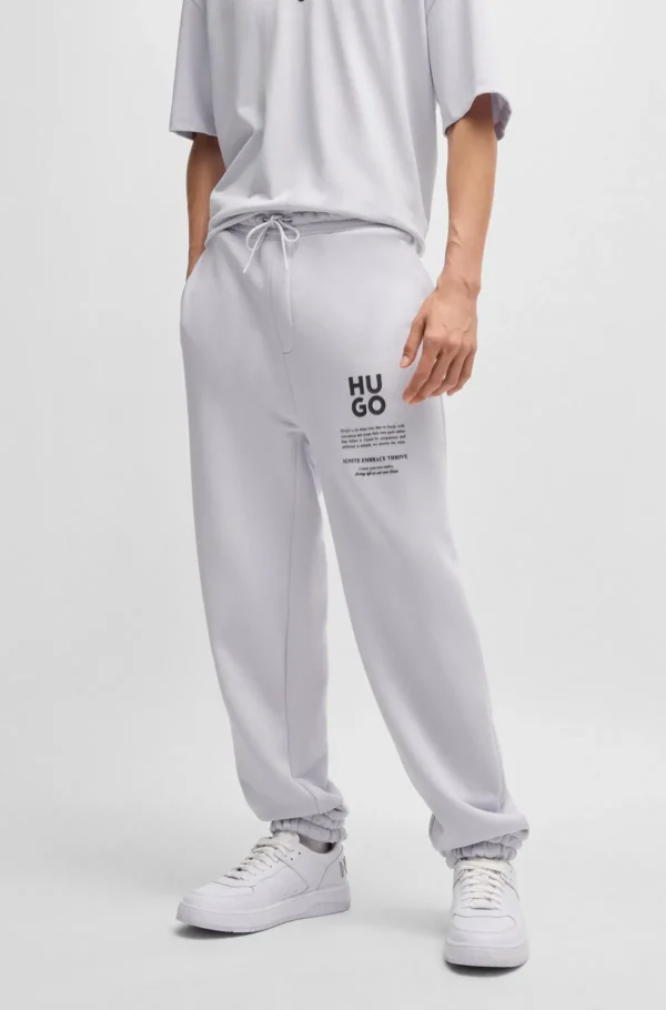 HUGO BOSS Tracksuit-bukser Med Relaxed Fit Og Logo Samt Slogan Lyslilla New