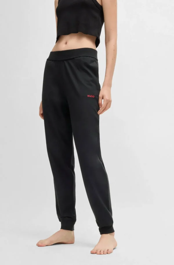 HUGO BOSS Tracksuit-bukser Med Relaxed Fit Og Logoprint Sort Discount