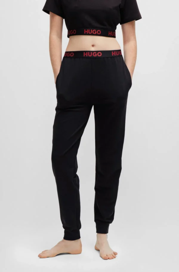 HUGO BOSS Tracksuit-bukser Med Tætsiddende Buksebensåbninger Og Logolinning Sort Discount