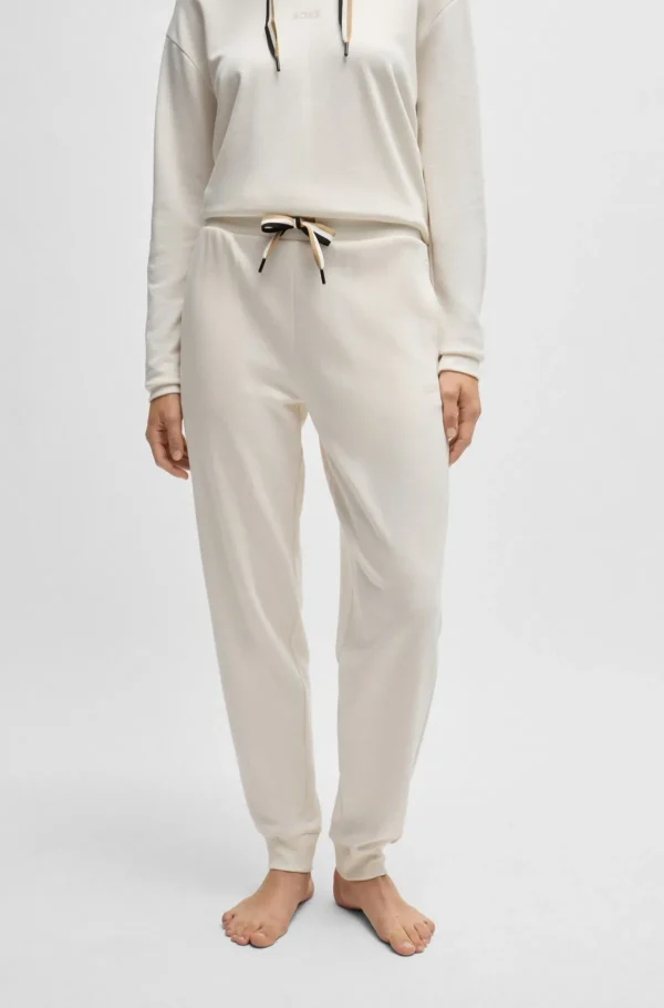 HUGO BOSS Tracksuit-bukser Med Tætsiddende Kant Og Løbesnor Med Signaturstribe Naturlig Best Sale