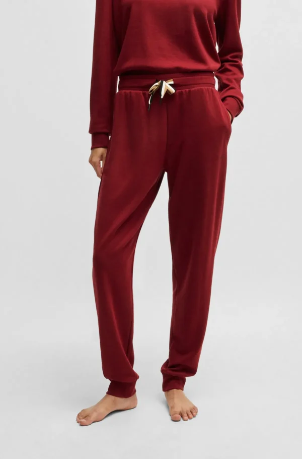 HUGO BOSS Tracksuit-bukser Med Tætsiddende Kant Og Løbesnor Med Signaturstribe Mørkerød Store