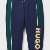 HUGO BOSS Tracksuit-bukser Til Børn I Bomuldsblanding Med Paspolering Og Logo Mørkeblå Online