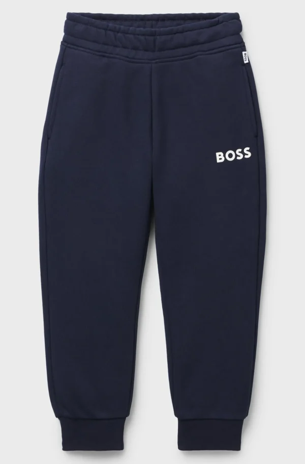 HUGO BOSS Tracksuit-bukser Til Børn I En Bomuldsblanding Med Logoprint Mørkeblå Shop