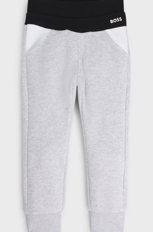 HUGO BOSS Tracksuit-bukser Til Børn I Fleece Af Bomuldsblanding Med Colour Blocking Lysegrå Outlet
