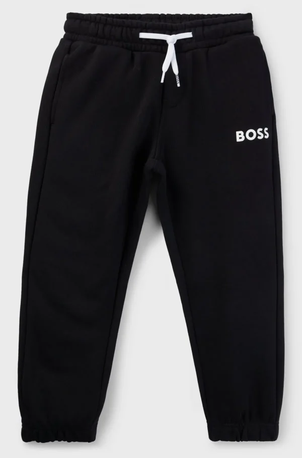 HUGO BOSS Tracksuit-bukser Til Børn I Fleece Med Logoprint Sort Flash Sale