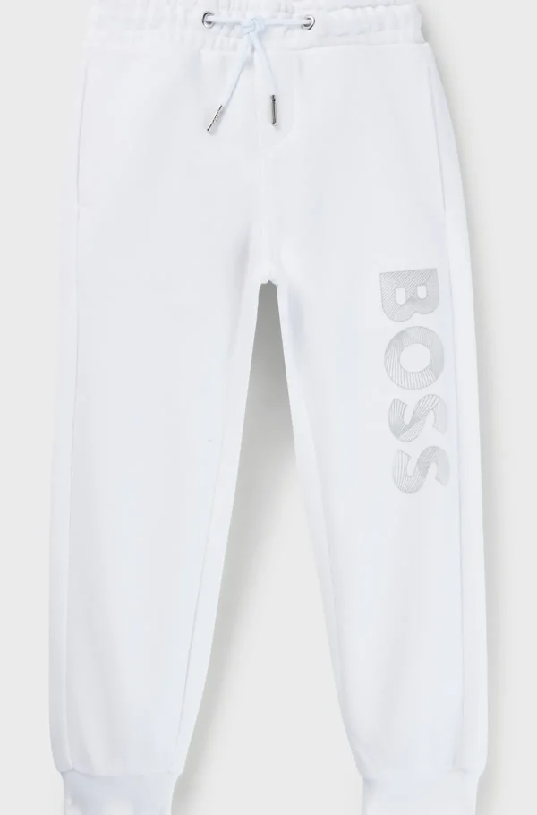 HUGO BOSS Tracksuit-bukser Til Børn Med Stram Kant Og Logoprint Hvid Fashion