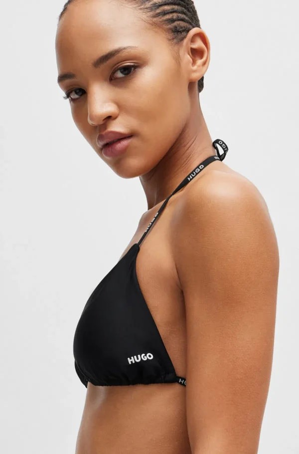 HUGO BOSS Trekantet Bikinitop Med Brandede Stropper Og Logodetalje Sort Cheap