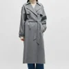 HUGO BOSS Trenchcoat I Uldblanding Med Bælte Grå Store