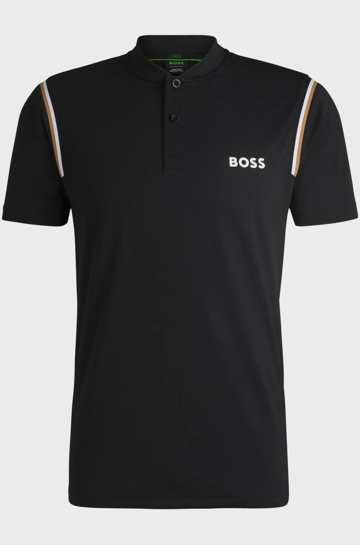 HUGO BOSS Træningspoloshirt Fra BOSS X Matteo Berrettini Med Fugttransporterende Egenskaber Sort Clearance