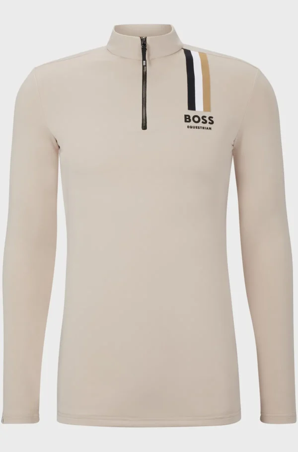 HUGO BOSS Træningsskjorte Til Hestesport Med Signaturstribe Og Logo Beige Flash Sale
