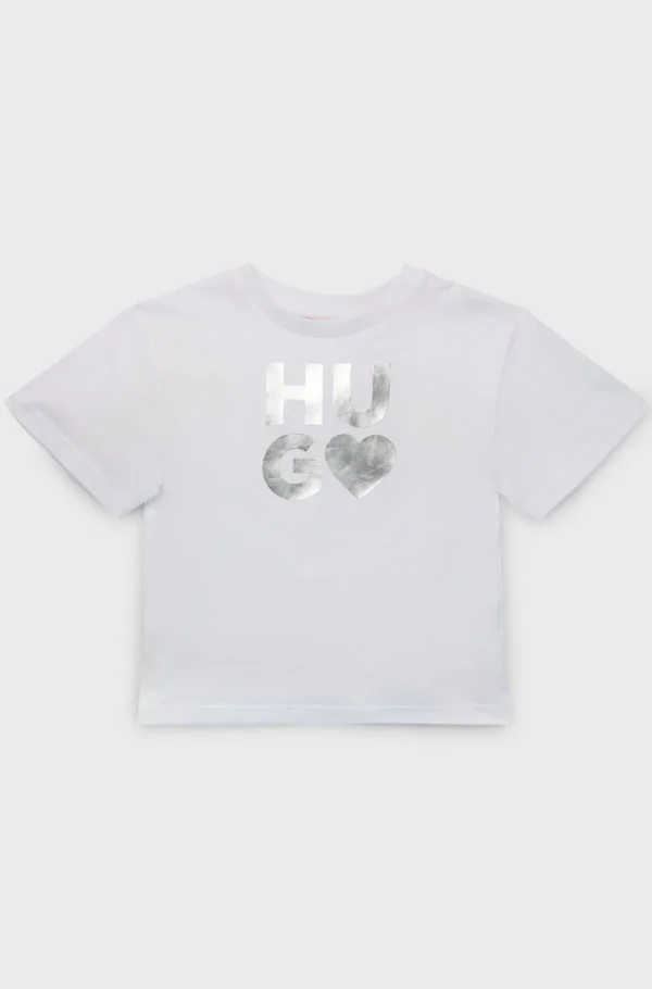 HUGO BOSS T-shirt I Bomuldsjersey Til Børn Med Sæsoninspireret Logo Hvid Clearance