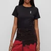 HUGO BOSS T-shirt I Ren Bomuldsjersey Med Tuschinspireret Logo Sort Sale