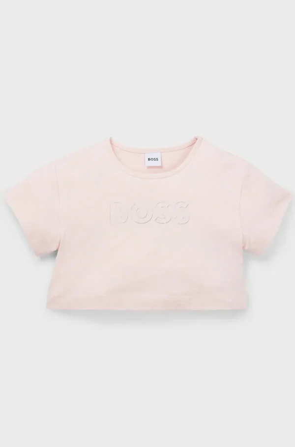 HUGO BOSS T-shirt Med Oversize Fit Til Børn I Bomuld Med Stræk Og Logografik Lys pink Store