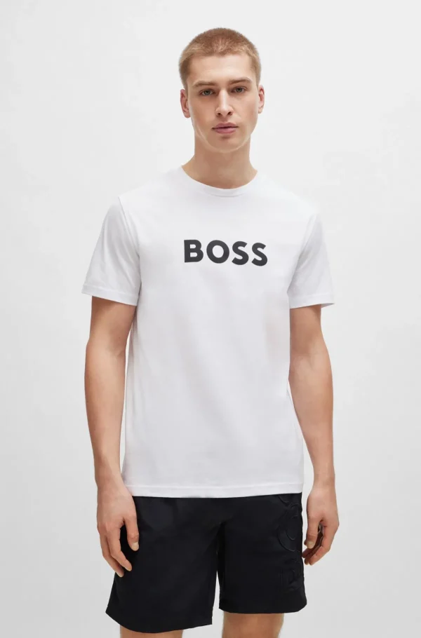 HUGO BOSS T-shirt Med Regular Fit I Bomuldsjersey Med SPF 50+ Hvid Cheap