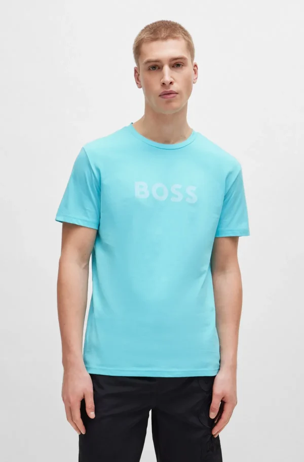 HUGO BOSS T-shirt Med Regular Fit I Bomuldsjersey Med SPF 50+ Turkis Cheap