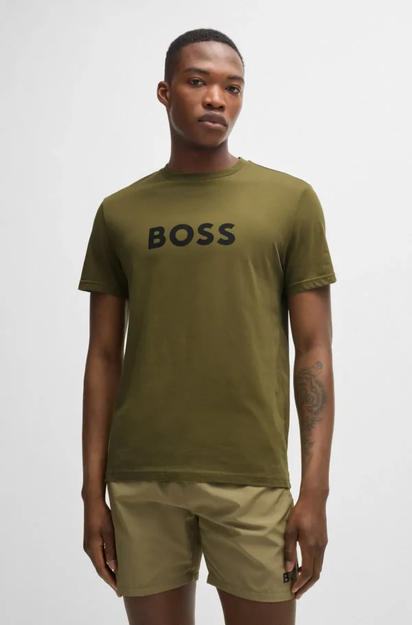 HUGO BOSS T-shirt Med Regular Fit I Bomuldsjersey Med SPF 50+ Kaki Discount