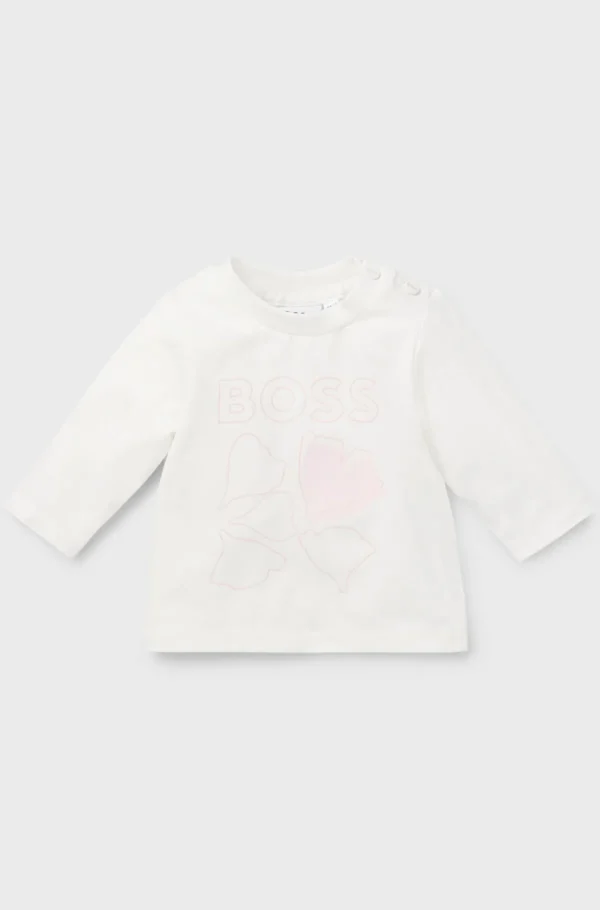 HUGO BOSS T-shirt Til Babyer I Bomuld Med Stræk Og Logografik Hvid Outlet