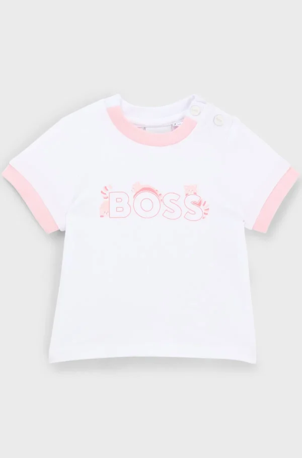 HUGO BOSS T-shirt Til Babyer I Bomuld Med Stræk Og Pandamotiv Hvid Best Sale