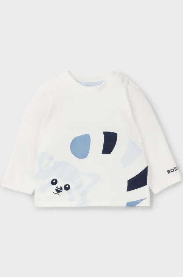 HUGO BOSS T-shirt Til Babyer I Bomuld Med Stræk Og Rød Panda-motiv Hvid New