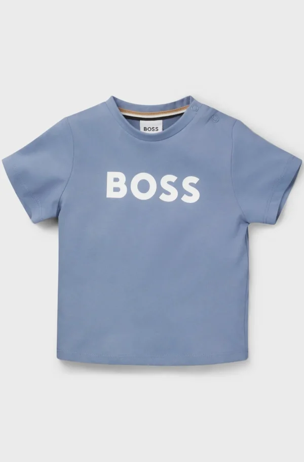 HUGO BOSS T-shirt Til Børn Af Bomuld Med Logoprint Blå Cheap