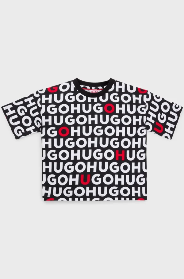 HUGO BOSS T-shirt Til Børn I Bomuld Med Logoprint Over Det Hele Mønstret Hot