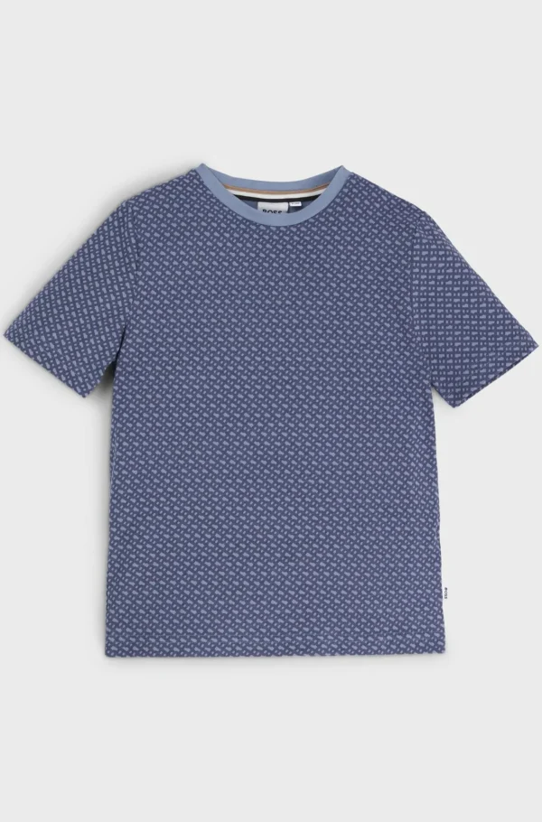 HUGO BOSS T-shirt Til Børn I Bomuld Med Monogramprint Overalt Blå Flash Sale