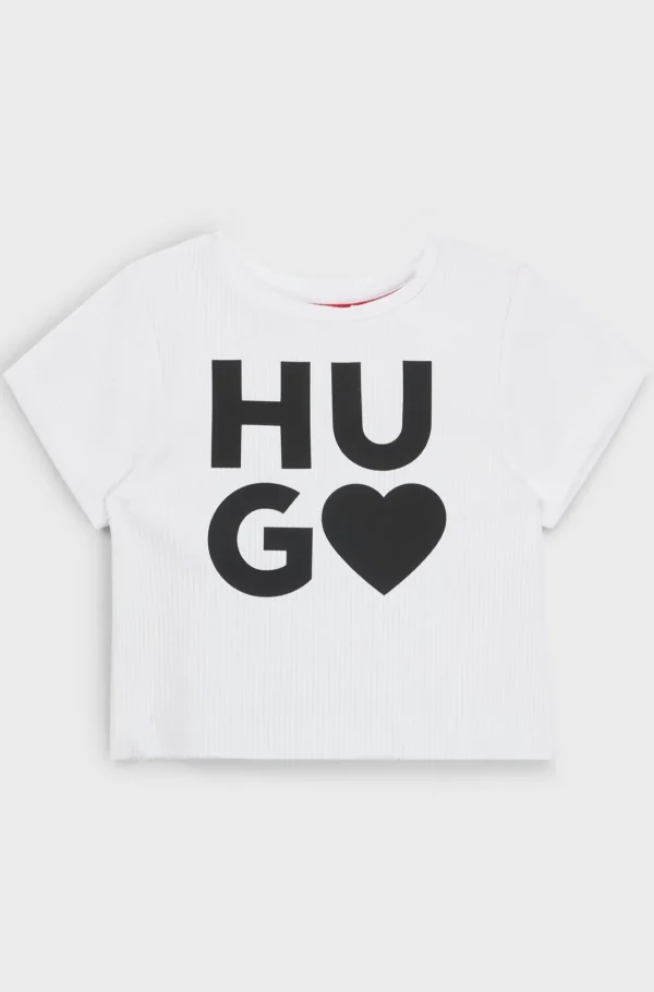 HUGO BOSS T-shirt Til Børn I Bomuldsblanding Med Hjertelogoprint Hvid Outlet