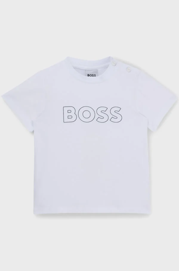 HUGO BOSS T-shirt Til Børn I Bomuldsjersey Med Præget Logoprint Hvid Cheap