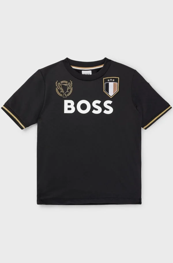 HUGO BOSS T-shirt Til Børn I Stof Med Stræk Og Broderede Lapper Sort Best Sale