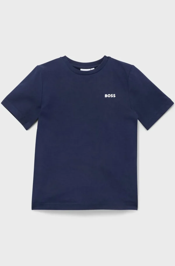 HUGO BOSS T-shirt Til Børn Med Regular Fit I Bomuld Med Logoprint Mørkeblå Best Sale