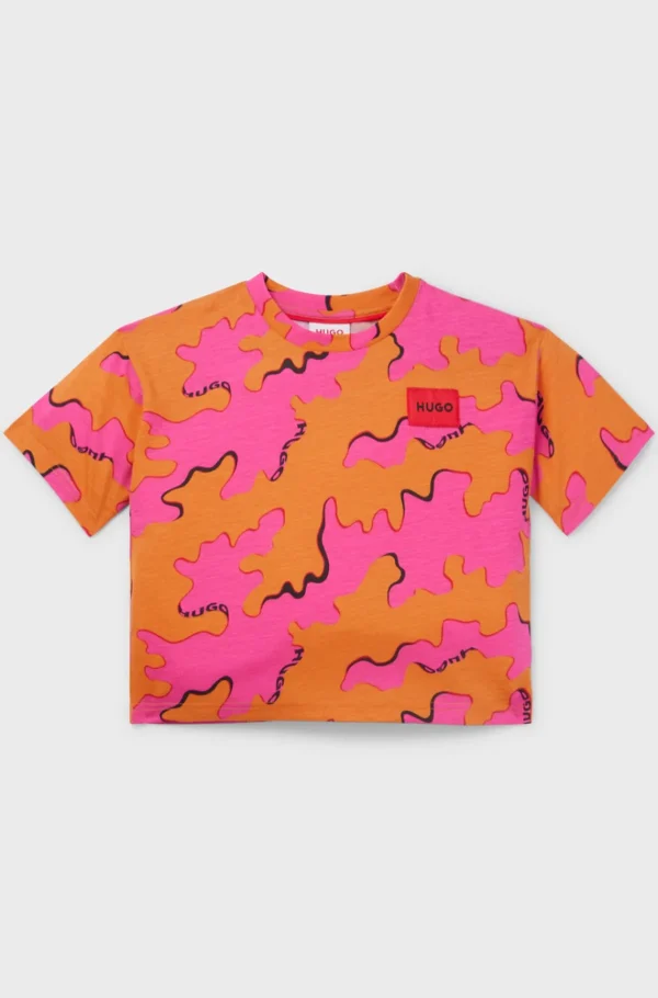 HUGO BOSS T-shirt Til Børn Med Sæsoninspireret Print Og Logomærkat Orange Best Sale